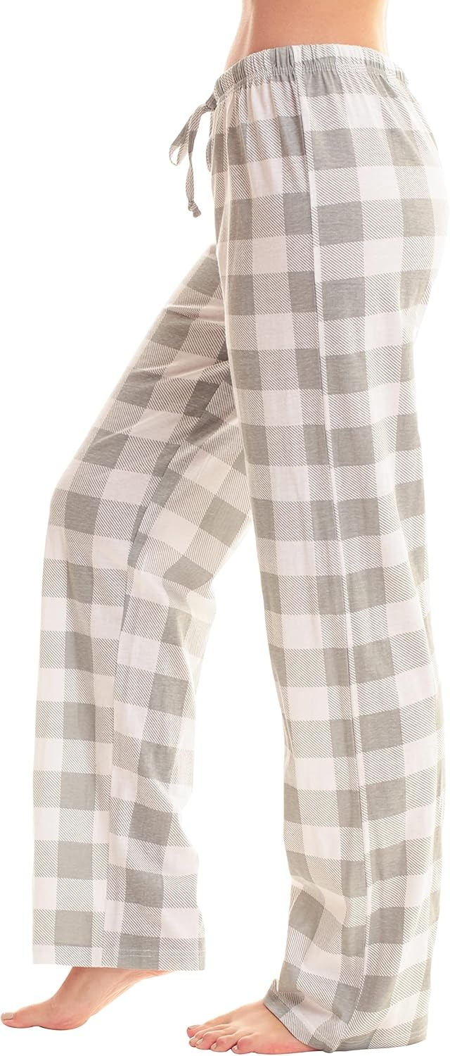 image:imageJust Love Womens Buffalo Plaid Pajama Pants 100 Cotton Jersey Knit Sleep and Lounge PJ BottomsGrey White Buffalo Plaid