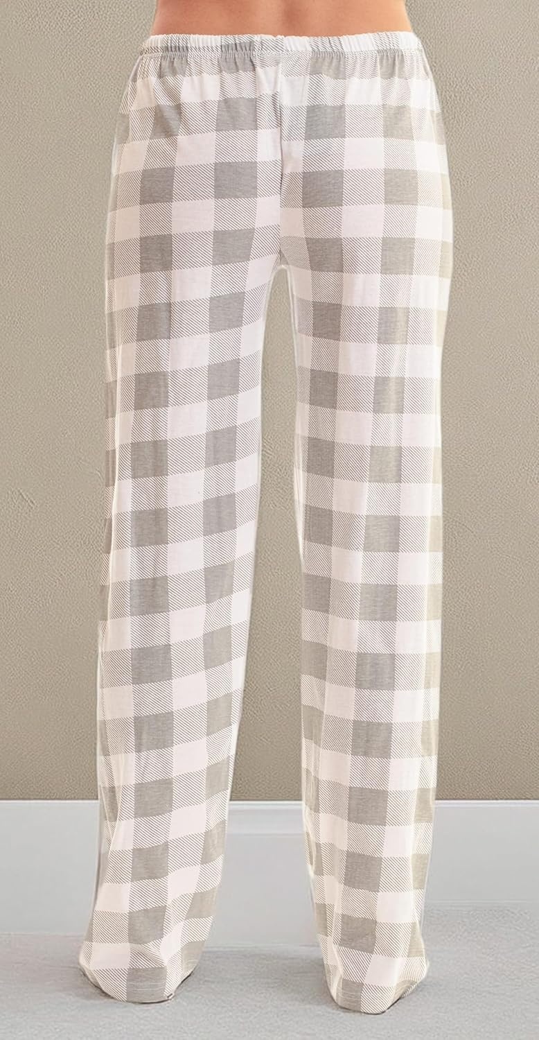 image:imageJust Love Womens Buffalo Plaid Pajama Pants 100 Cotton Jersey Knit Sleep and Lounge PJ BottomsGrey White Buffalo Plaid