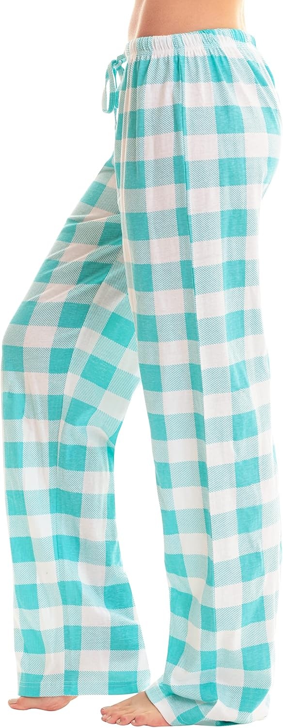 image:imageJust Love Womens Buffalo Plaid Pajama Pants 100 Cotton Jersey Knit Sleep and Lounge PJ BottomsMint White Buffalo Plaid