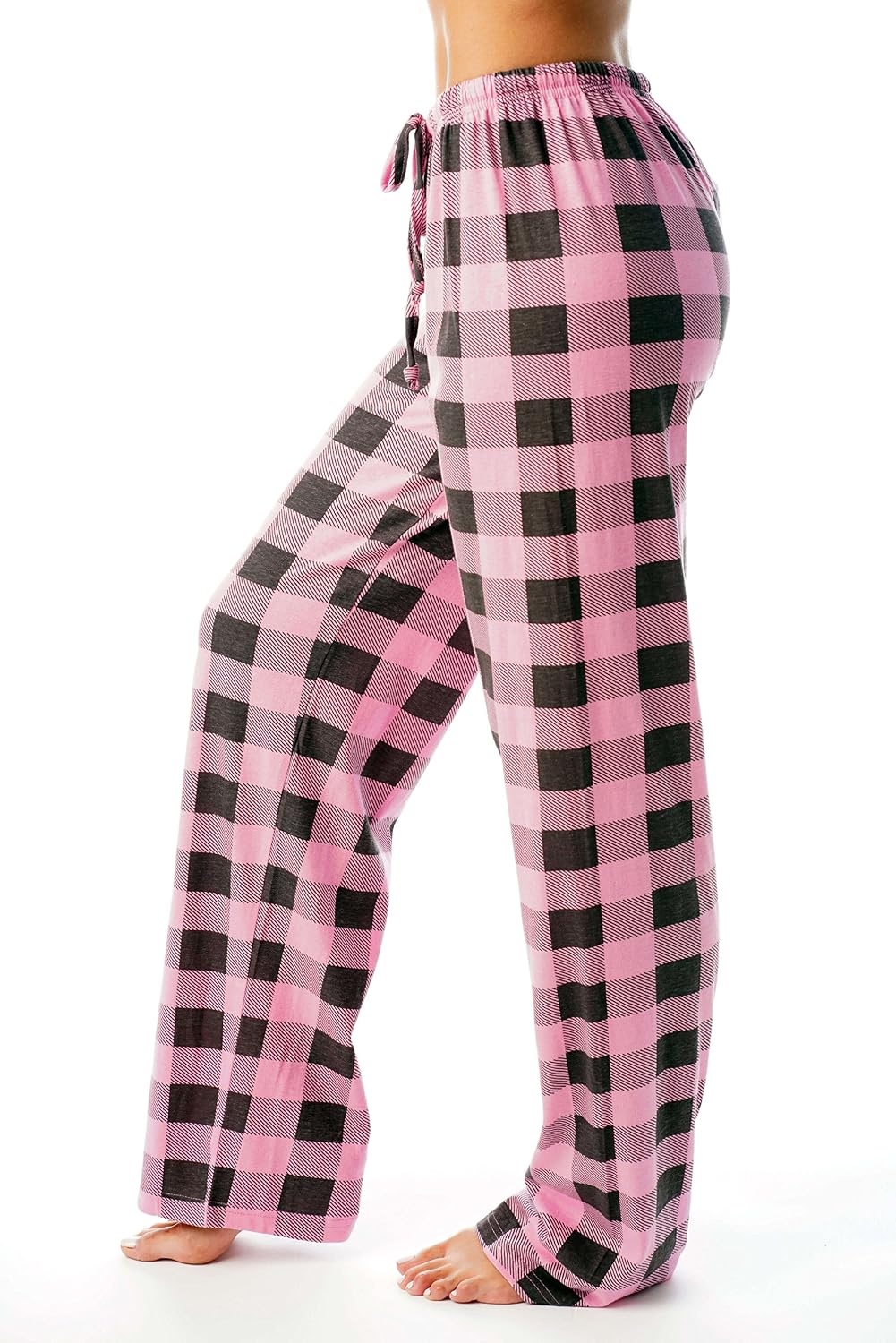 image:imageJust Love Womens Buffalo Plaid Pajama Pants 100 Cotton Jersey Knit Sleep and Lounge PJ BottomsPink Charcoal Buffalo Plaid