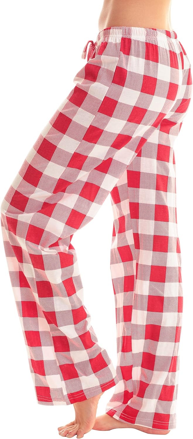 image:imageJust Love Womens Buffalo Plaid Pajama Pants 100 Cotton Jersey Knit Sleep and Lounge PJ BottomsRed White Buffalo Plaid