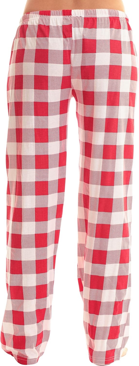 image:imageJust Love Womens Buffalo Plaid Pajama Pants 100 Cotton Jersey Knit Sleep and Lounge PJ BottomsRed White Buffalo Plaid