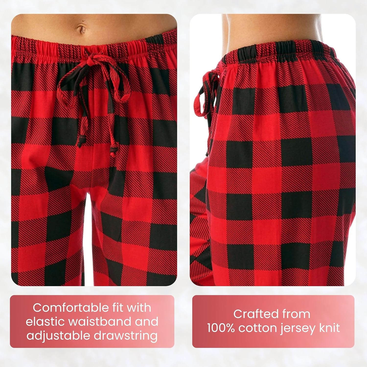 image:imageJust Love Womens Buffalo Plaid Pajama Pants 100 Cotton Jersey Knit Sleep and Lounge PJ BottomsRoyal Black Buffalo Plaid