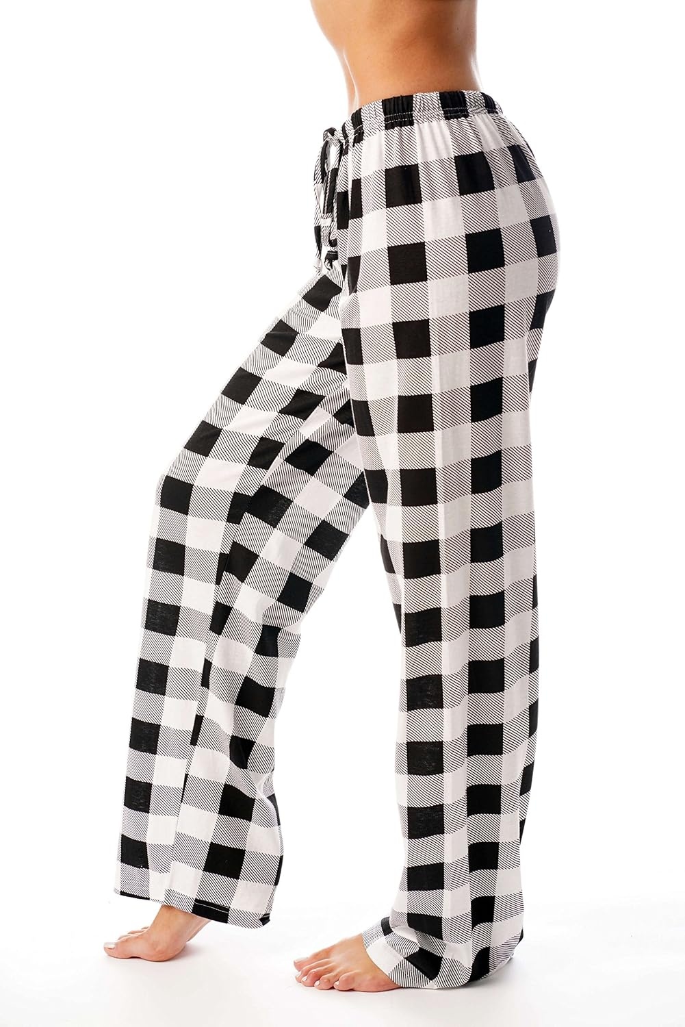 image:imageJust Love Womens Buffalo Plaid Pajama Pants 100 Cotton Jersey Knit Sleep and Lounge PJ BottomsWhite Black Buffalo Plaid