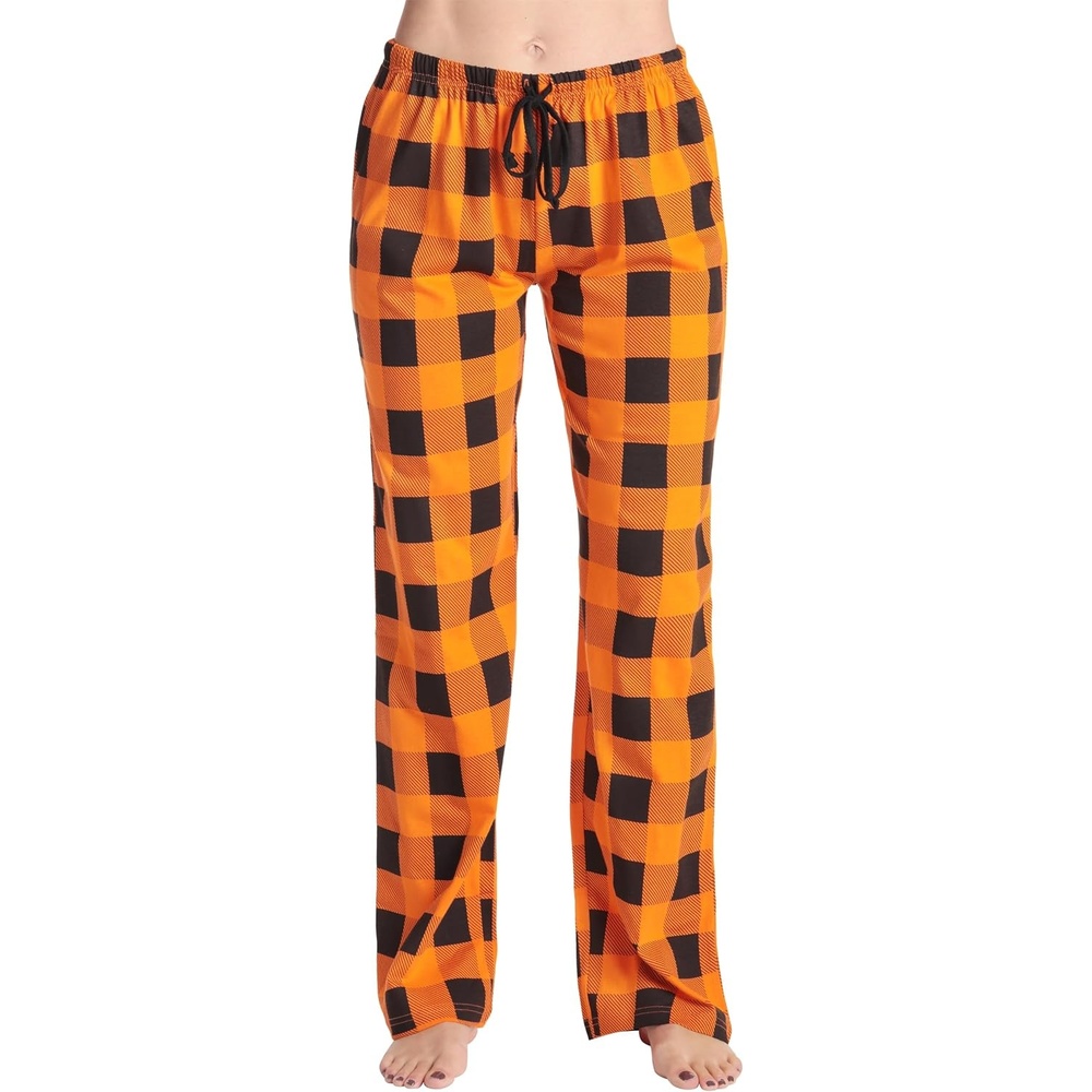 image:imageJust Love Womens Buffalo Plaid Pajama Pants 100 Cotton Jersey Knit Sleep and Lounge PJ BottomsBuffalo Plaid Orange Black