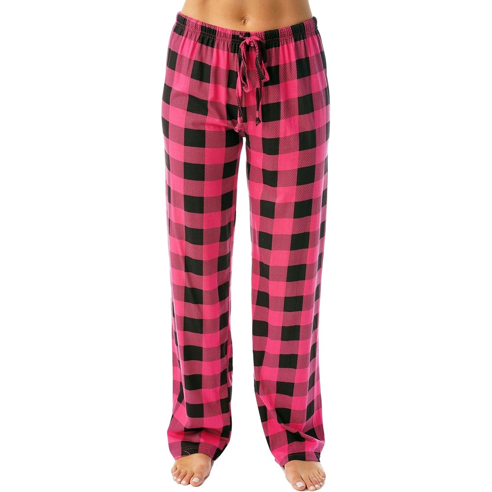 image:imageJust Love Womens Buffalo Plaid Pajama Pants 100 Cotton Jersey Knit Sleep and Lounge PJ BottomsFuchsia Black Buffalo Plaid
