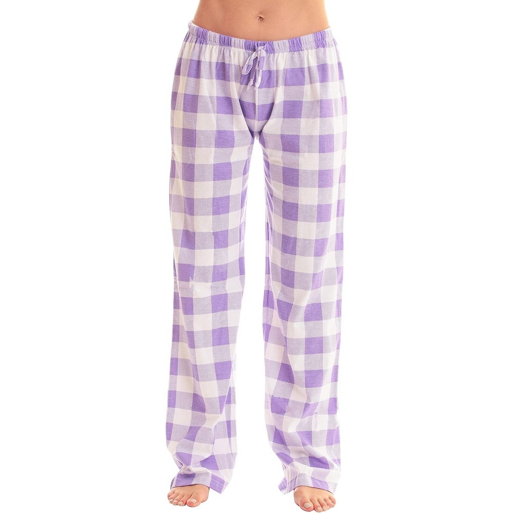 image:imageJust Love Womens Buffalo Plaid Pajama Pants 100 Cotton Jersey Knit Sleep and Lounge PJ BottomsLilac White Buffalo Plaid