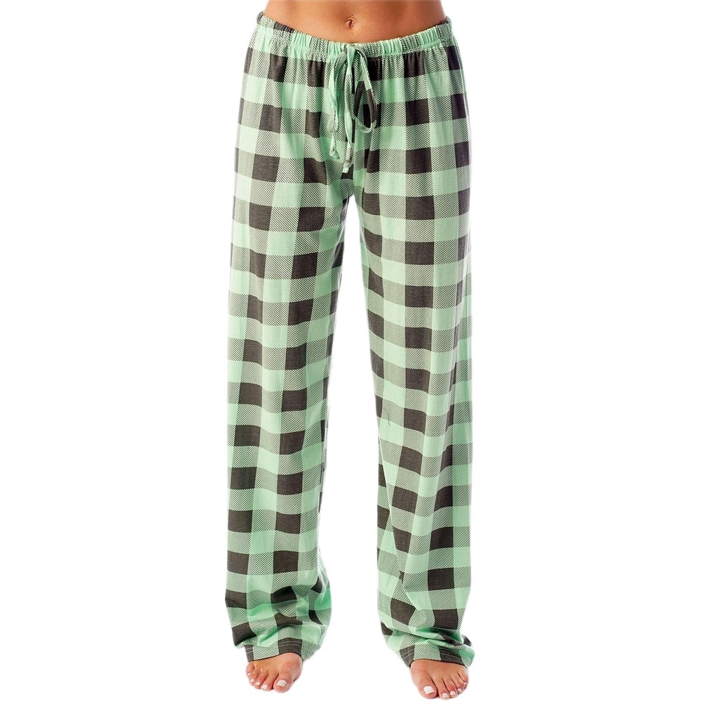 image:imageJust Love Womens Buffalo Plaid Pajama Pants 100 Cotton Jersey Knit Sleep and Lounge PJ BottomsMint Charcoal Buffalo Plaid