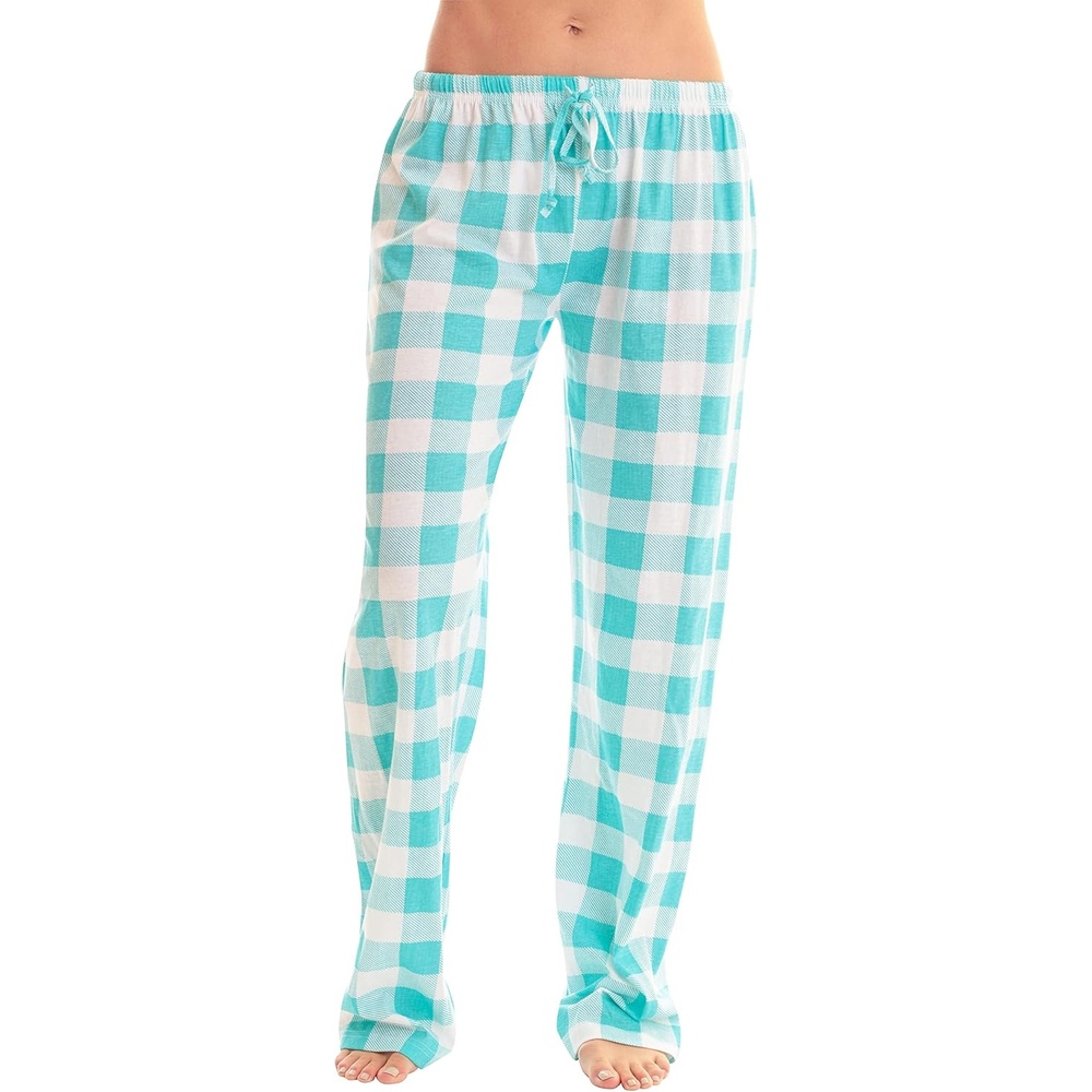 image:imageJust Love Womens Buffalo Plaid Pajama Pants 100 Cotton Jersey Knit Sleep and Lounge PJ BottomsMint White Buffalo Plaid