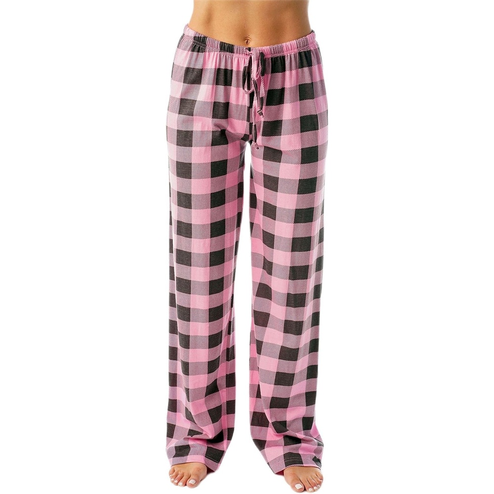 image:imageJust Love Womens Buffalo Plaid Pajama Pants 100 Cotton Jersey Knit Sleep and Lounge PJ BottomsPink Charcoal Buffalo Plaid