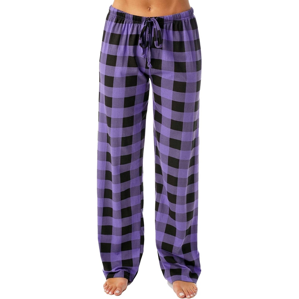 image:imageJust Love Womens Buffalo Plaid Pajama Pants 100 Cotton Jersey Knit Sleep and Lounge PJ BottomsPurple Black Buffalo Plaid