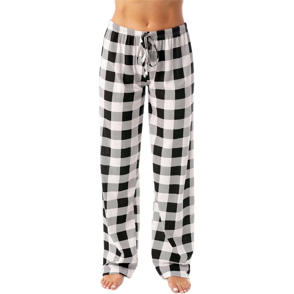 image:imageJust Love Womens Buffalo Plaid Pajama Pants 100 Cotton Jersey Knit Sleep and Lounge PJ BottomsWhite Black Buffalo Plaid
