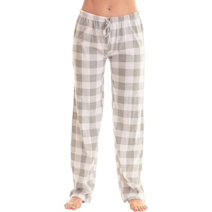 Just Love Women’s Buffalo Plaid Pajama Pants, 100% Cotton Jersey Knit Sleep and Lounge PJ Bottoms(Grey White Buffalo Plaid)