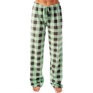 Just Love Women’s Buffalo Plaid Pajama Pants, 100% Cotton Jersey Knit Sleep and Lounge PJ Bottoms(Mint Charcoal Buffalo Plaid)