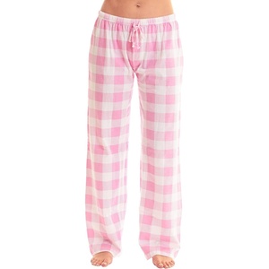 Just Love Women’s Buffalo Plaid Pajama Pants, 100% Cotton Jersey Knit Sleep and Lounge PJ Bottoms(Pink White Buffalo Plaid)