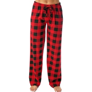 Just Love Women’s Buffalo Plaid Pajama Pants, 100% Cotton Jersey Knit Sleep and Lounge PJ Bottoms(Red Black Buffalo Plaid)