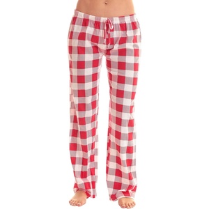 Just Love Women’s Buffalo Plaid Pajama Pants, 100% Cotton Jersey Knit Sleep and Lounge PJ Bottoms(Red White Buffalo Plaid)
