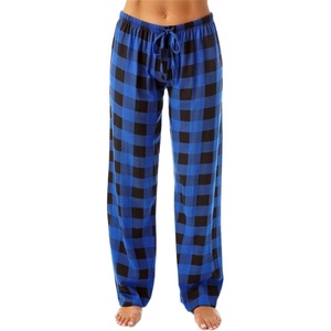 Just Love Women’s Buffalo Plaid Pajama Pants, 100% Cotton Jersey Knit Sleep and Lounge PJ Bottoms(Royal Black Buffalo Plaid)