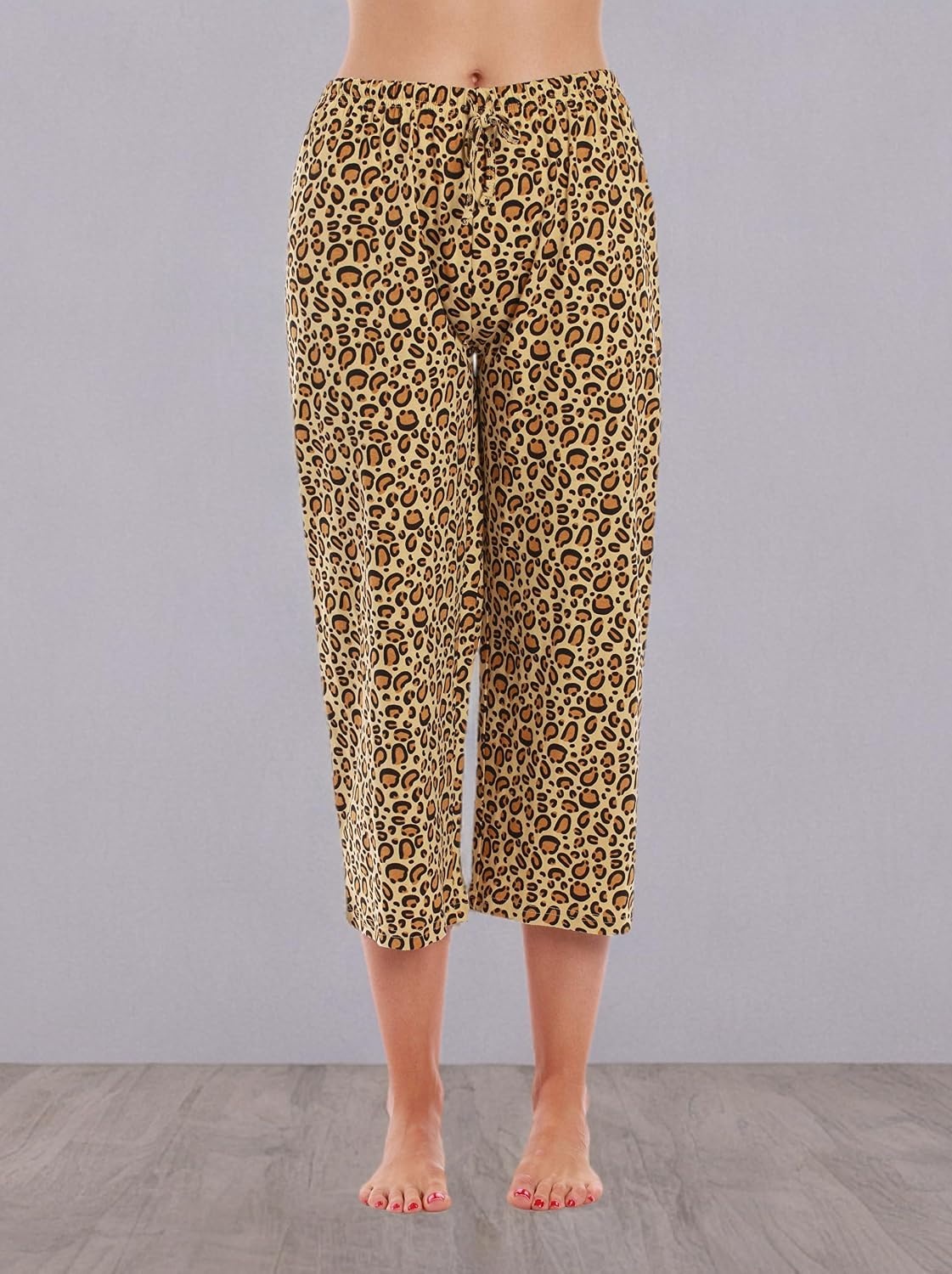 image:imageJust Love 100 Cotton Women Pajama Capri Pants SleepwearBeige Cheetah