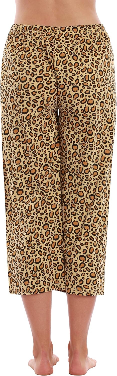 image:imageJust Love 100 Cotton Women Pajama Capri Pants SleepwearBeige Cheetah