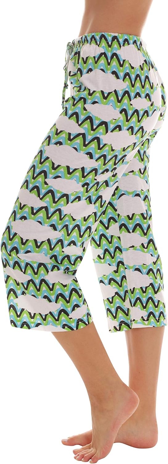 image:imageJust Love 100 Cotton Women Pajama Capri Pants SleepwearChevron Sky Blue