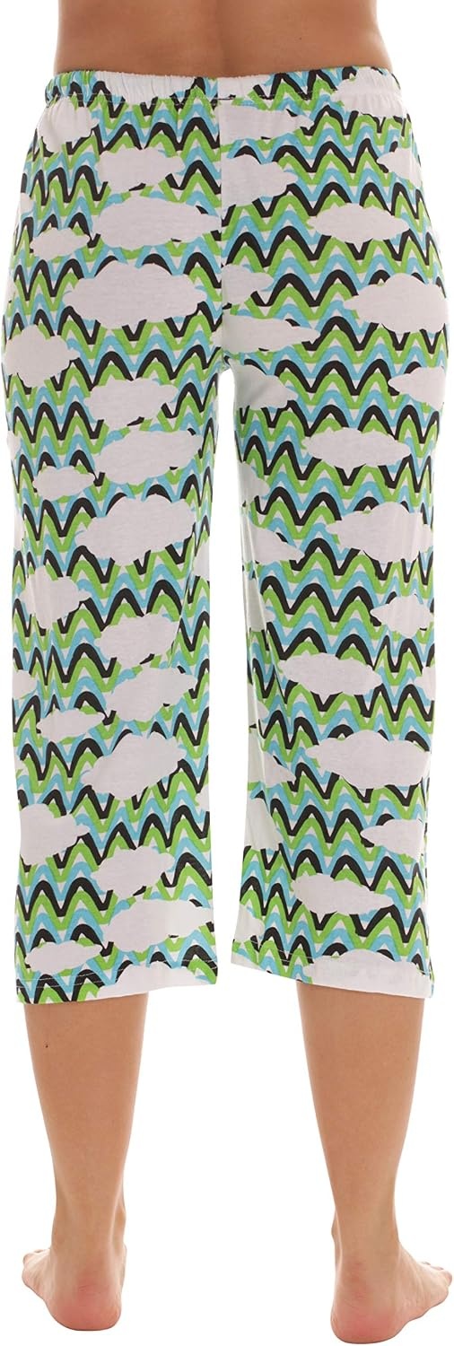 image:imageJust Love 100 Cotton Women Pajama Capri Pants SleepwearChevron Sky Blue