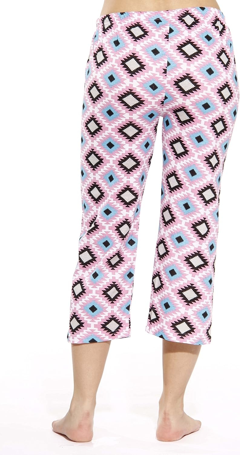 image:imageJust Love 100 Cotton Women Pajama Capri Pants SleepwearNavajo Diamond Pink