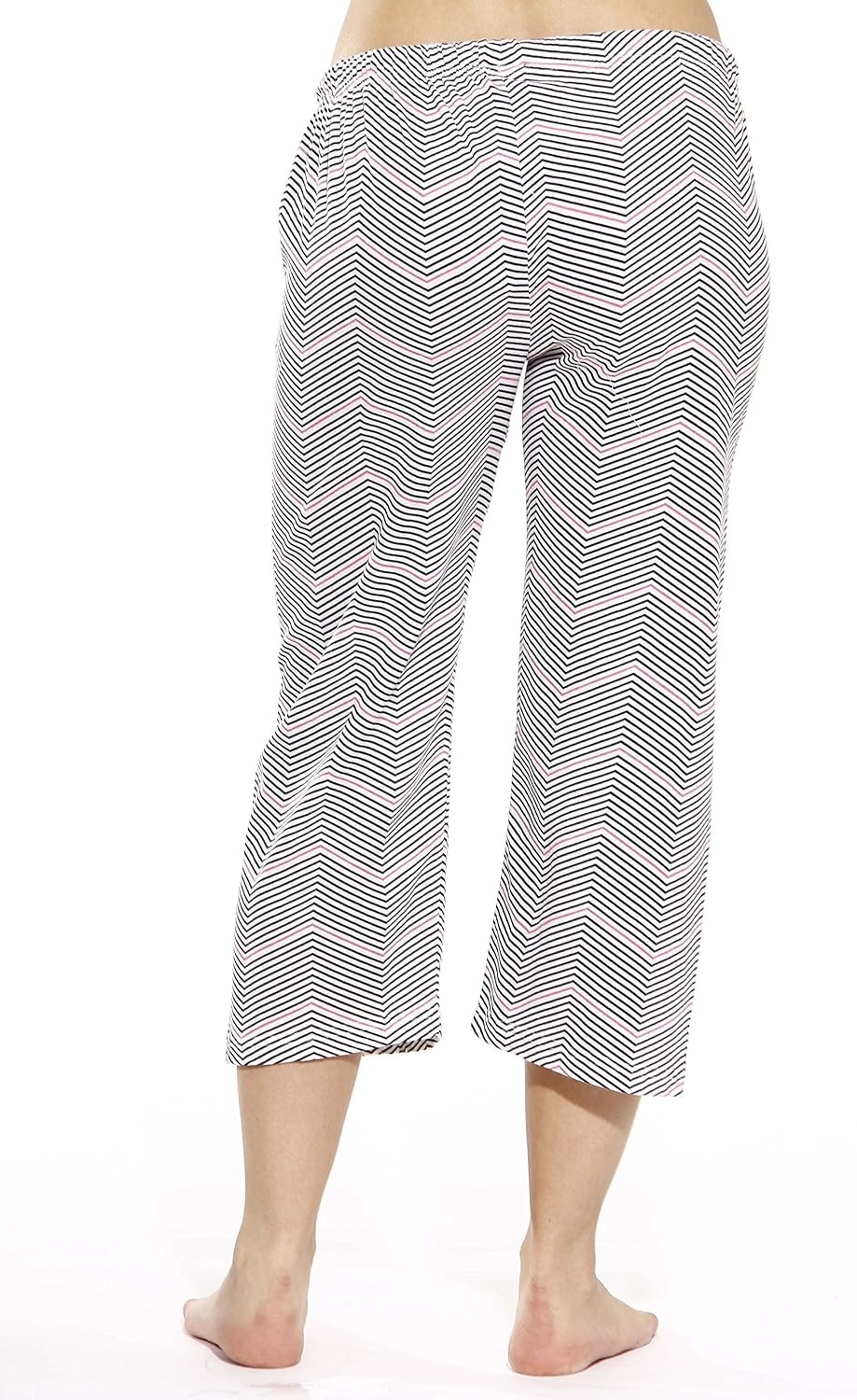 image:imageJust Love 100 Cotton Women Pajama Capri Pants SleepwearSleek Chevron Black Pink