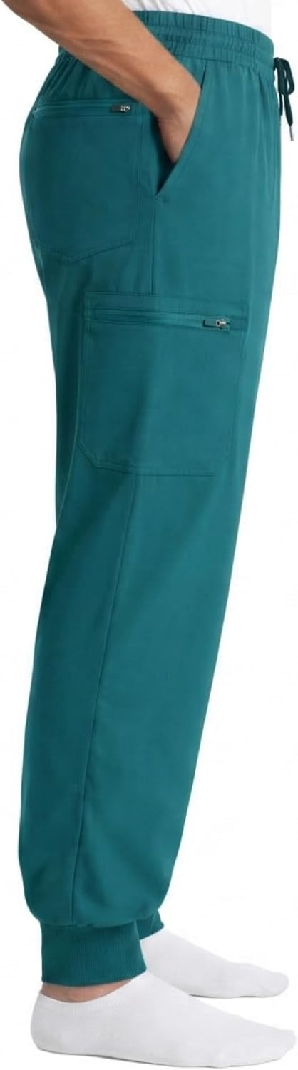 image:imageJust Love Mens Jogger Scrub Pants 6Pocket 4Way Stretch Slim Fit Medical Uniform Bottoms with DrawstringCarribean Blue Stretch Fabric
