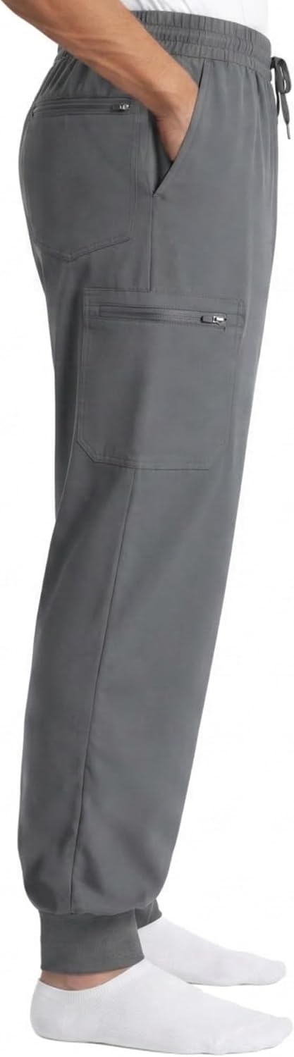 image:imageJust Love Mens Jogger Scrub Pants 6Pocket 4Way Stretch Slim Fit Medical Uniform Bottoms with DrawstringDark Grey Stretch Fabric