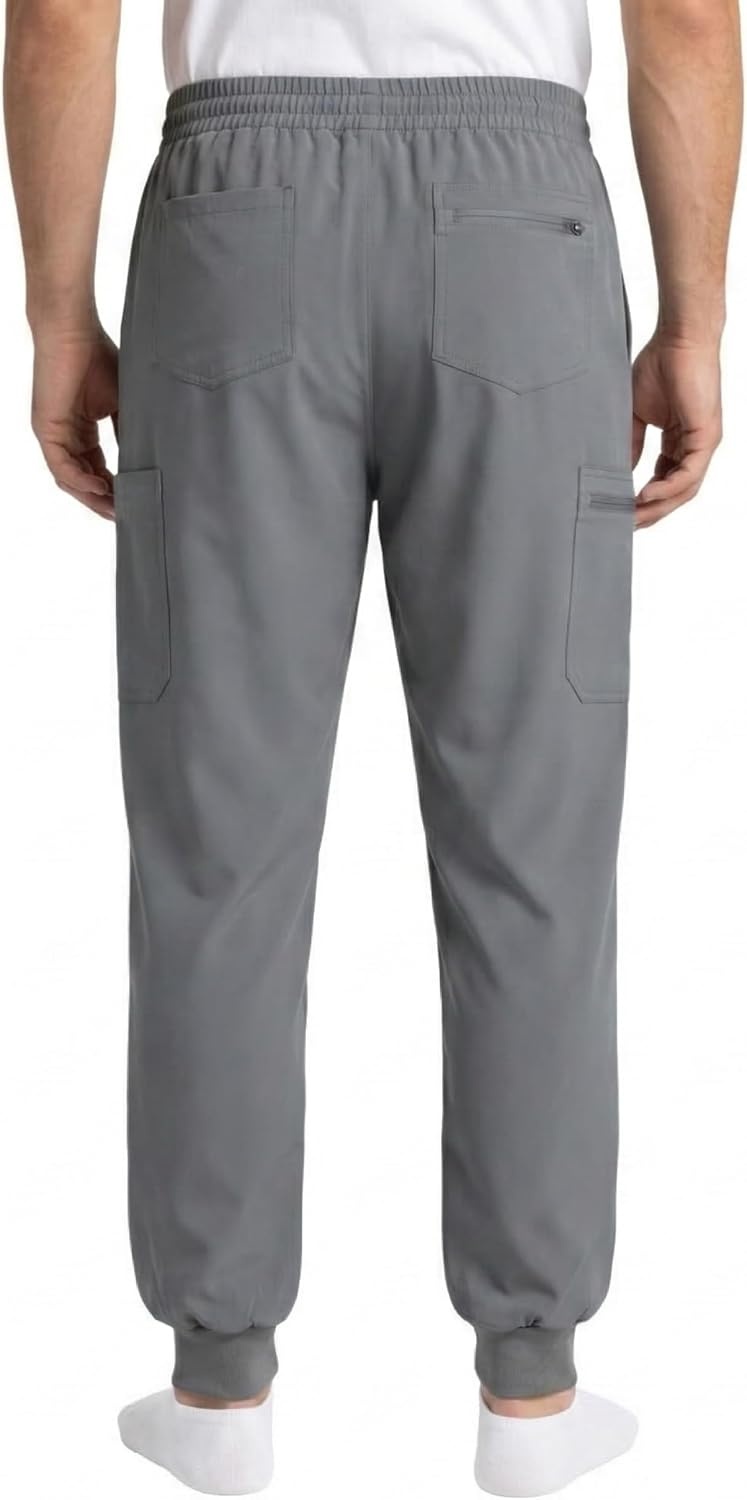 image:imageJust Love Mens Jogger Scrub Pants 6Pocket 4Way Stretch Slim Fit Medical Uniform Bottoms with DrawstringDark Grey Stretch Fabric