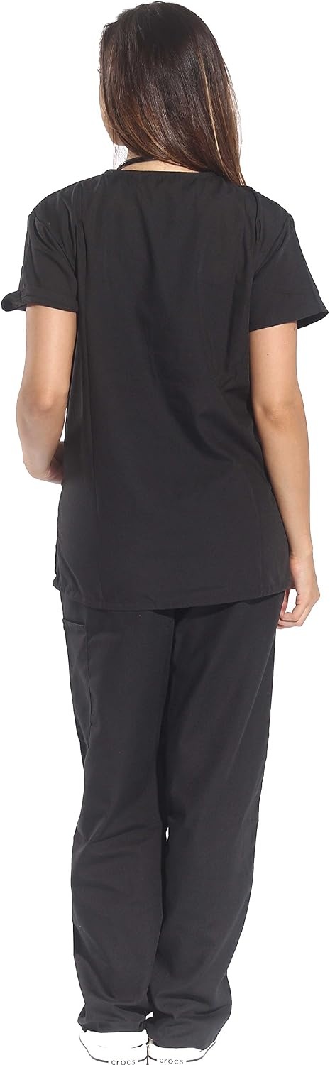 image:imageJust Love Womens Medical Scrubs Set 6Pocket VNeck Top amp Cargo Pants Cotton Blend Nursing UniformBlack