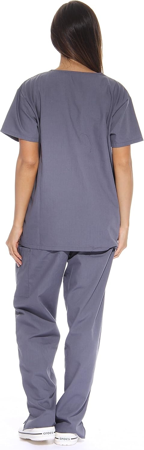image:imageJust Love Womens Medical Scrubs Set 6Pocket VNeck Top amp Cargo Pants Cotton Blend Nursing UniformGrey