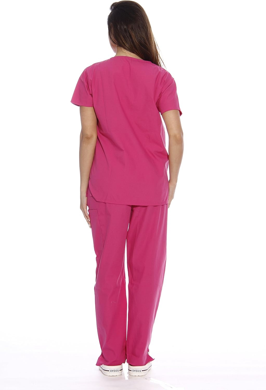 image:imageJust Love Womens Medical Scrubs Set 6Pocket VNeck Top amp Cargo Pants Cotton Blend Nursing UniformHot Pink