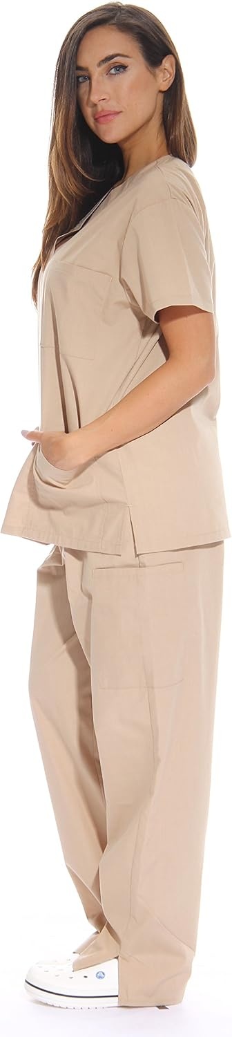 image:imageJust Love Womens Medical Scrubs Set 6Pocket VNeck Top amp Cargo Pants Cotton Blend Nursing UniformKhaki