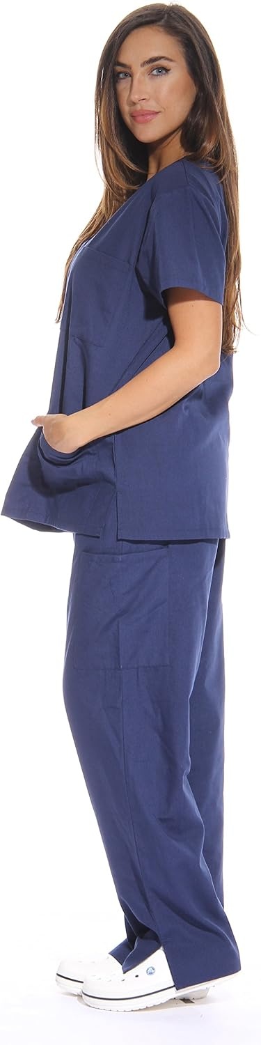 image:imageJust Love Womens Medical Scrubs Set 6Pocket VNeck Top amp Cargo Pants Cotton Blend Nursing UniformNavy