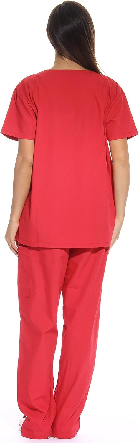 image:imageJust Love Womens Medical Scrubs Set 6Pocket VNeck Top amp Cargo Pants Cotton Blend Nursing UniformRed