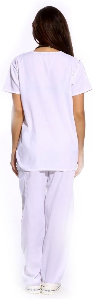 image:imageJust Love Womens Medical Scrubs Set 6Pocket VNeck Top amp Cargo Pants Cotton Blend Nursing UniformWhite
