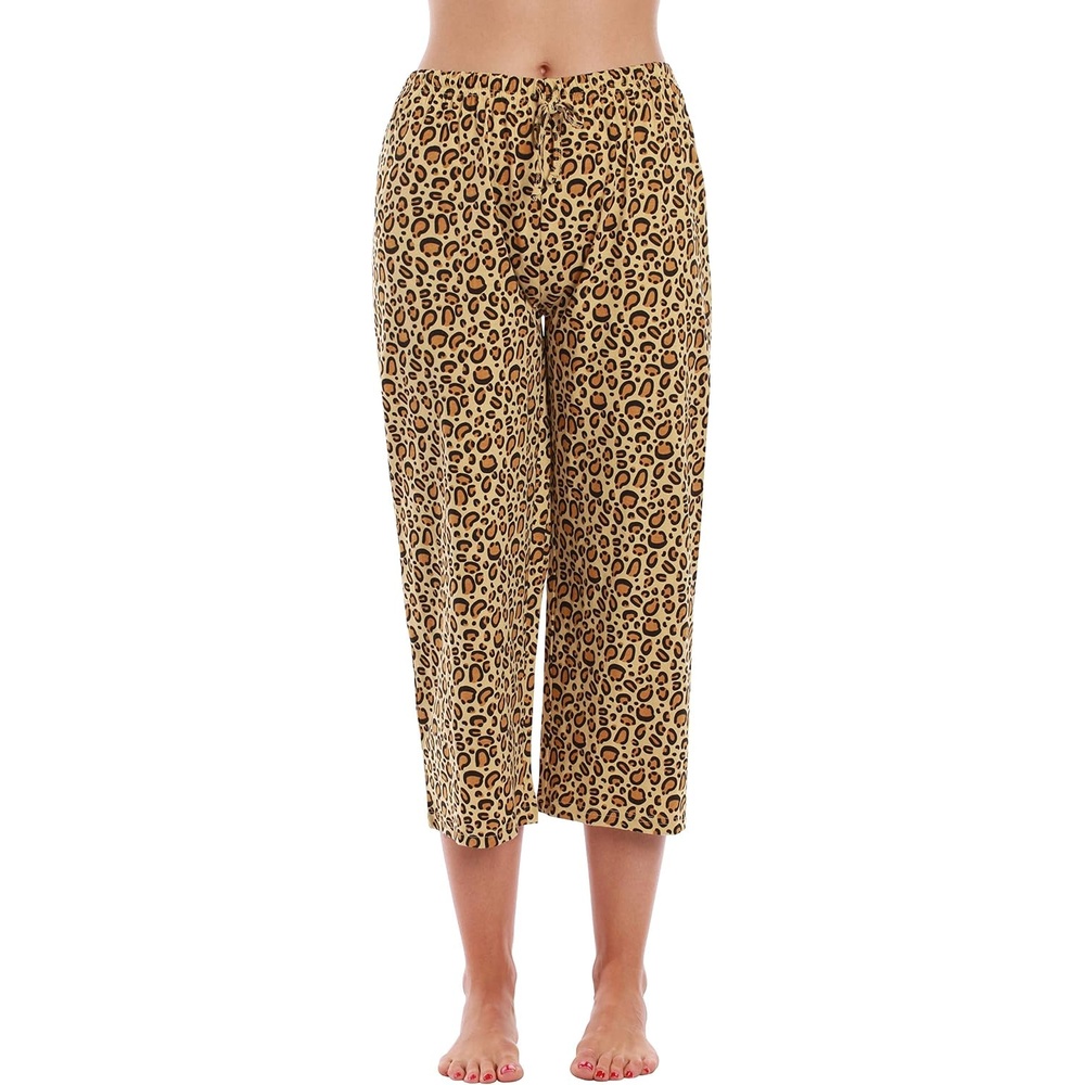 image:imageJust Love 100 Cotton Women Pajama Capri Pants SleepwearBeige Cheetah