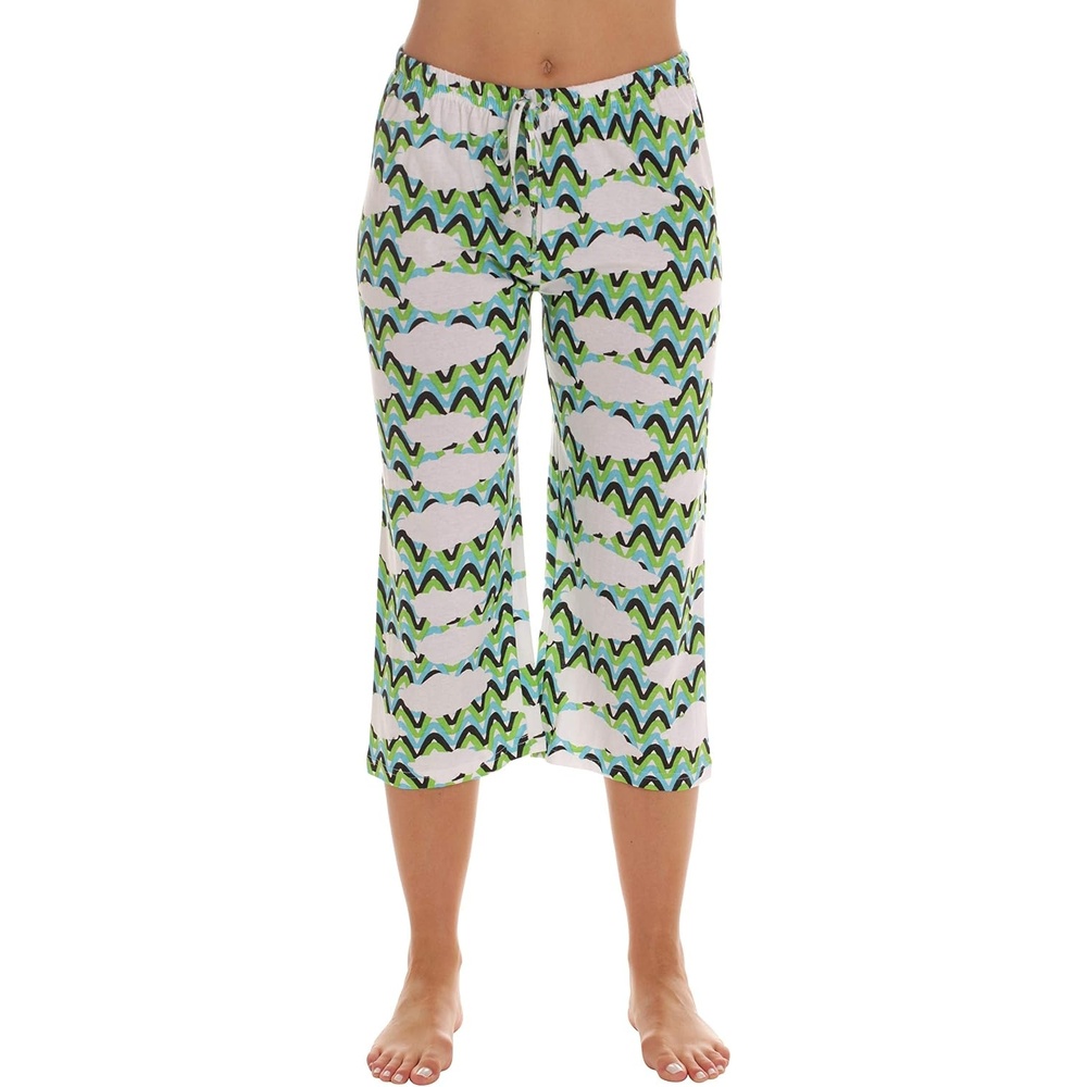 image:imageJust Love 100 Cotton Women Pajama Capri Pants SleepwearChevron Sky  Blue