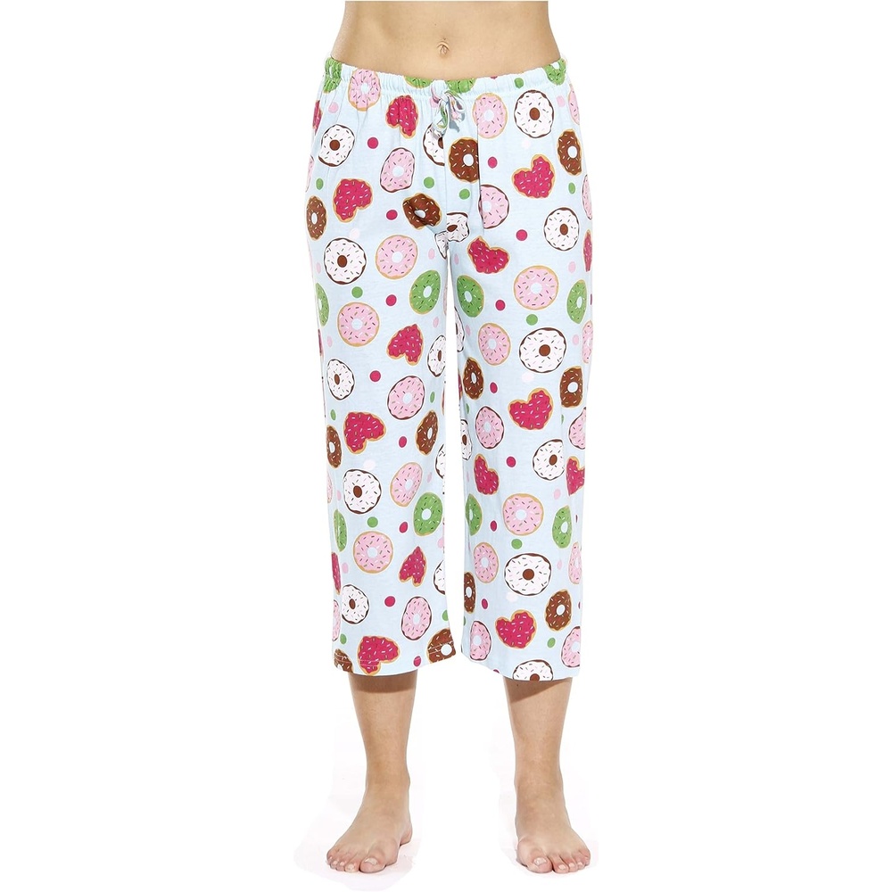 image:imageJust Love 100 Cotton Women Pajama Capri Pants SleepwearLuv Donuts Blue