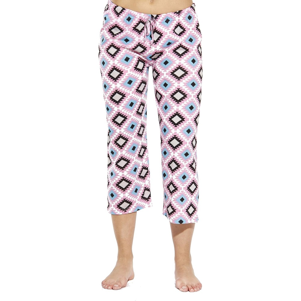 image:imageJust Love 100 Cotton Women Pajama Capri Pants SleepwearNavajo Diamond Pink