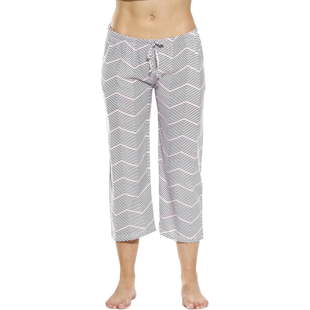 image:imageJust Love 100 Cotton Women Pajama Capri Pants SleepwearSleek Chevron Black Pink