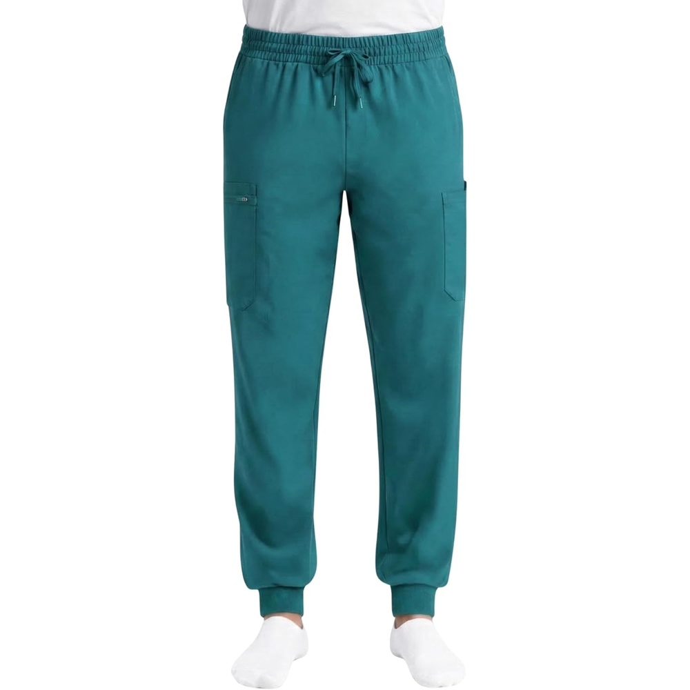 image:imageJust Love Mens Jogger Scrub Pants 6Pocket 4Way Stretch Slim Fit Medical Uniform Bottoms with DrawstringCarribean Blue Stretch Fabric