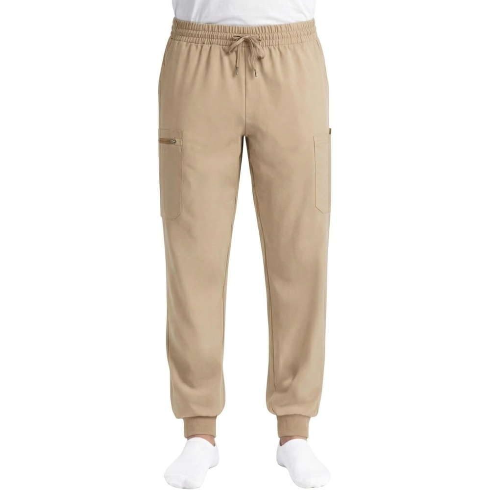 image:imageJust Love Mens Jogger Scrub Pants 6Pocket 4Way Stretch Slim Fit Medical Uniform Bottoms with DrawstringKhaki Stretch Fabric