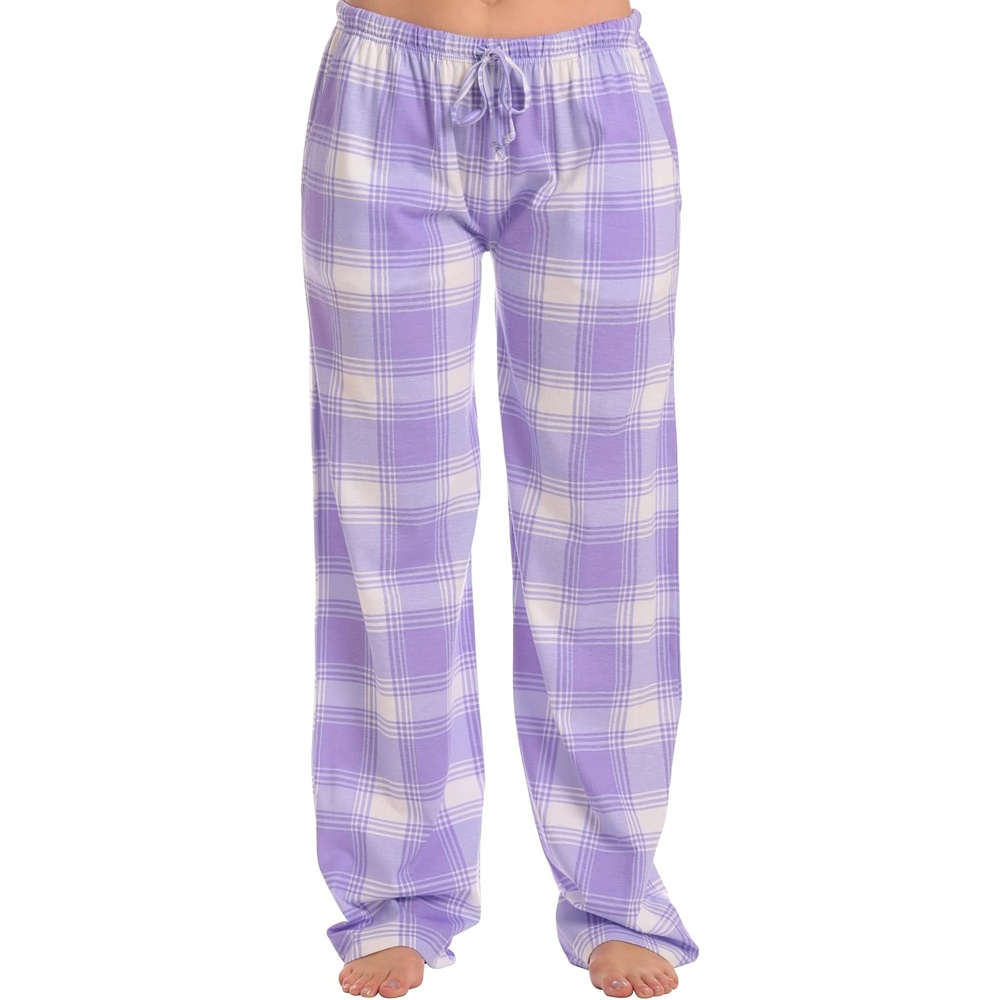 image:imageJust Love Womens Buffalo Plaid Pajama Pants 100 Cotton Jersey Knit Sleep and Lounge PJ BottomsPlaid Lilac
