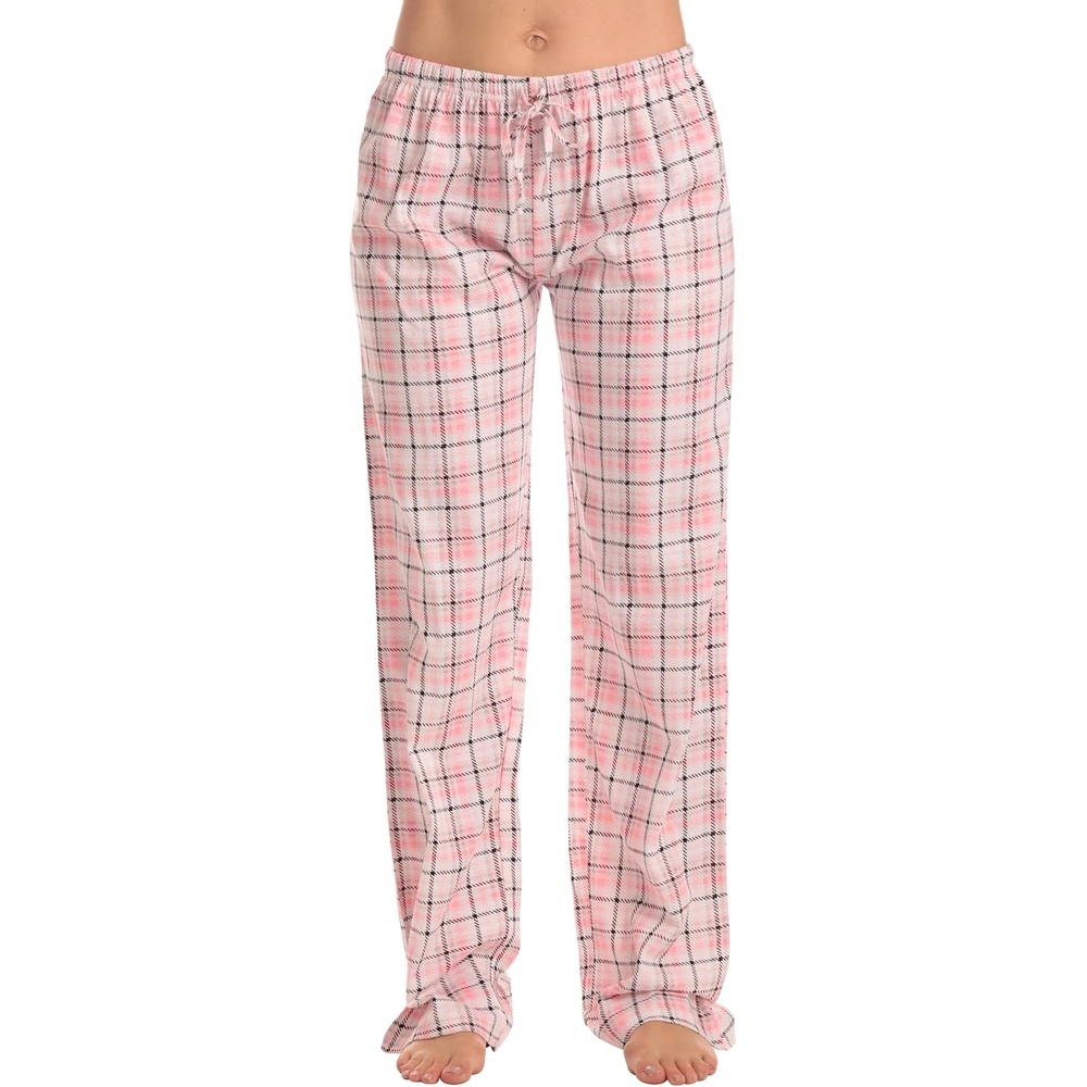 image:imageJust Love Womens Buffalo Plaid Pajama Pants 100 Cotton Jersey Knit Sleep and Lounge PJ BottomsPlaid Pink Black White