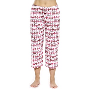 Just Love 100% Cotton Women Pajama Capri Pants Sleepwear(Cupcake – White)