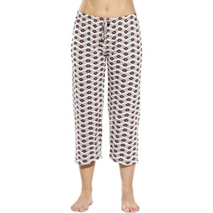 Just Love 100% Cotton Women Pajama Capri Pants Sleepwear(Hearts / Chevron)