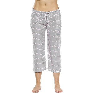 Just Love 100% Cotton Women Pajama Capri Pants Sleepwear(Sleek Chevron – Black / Pink)